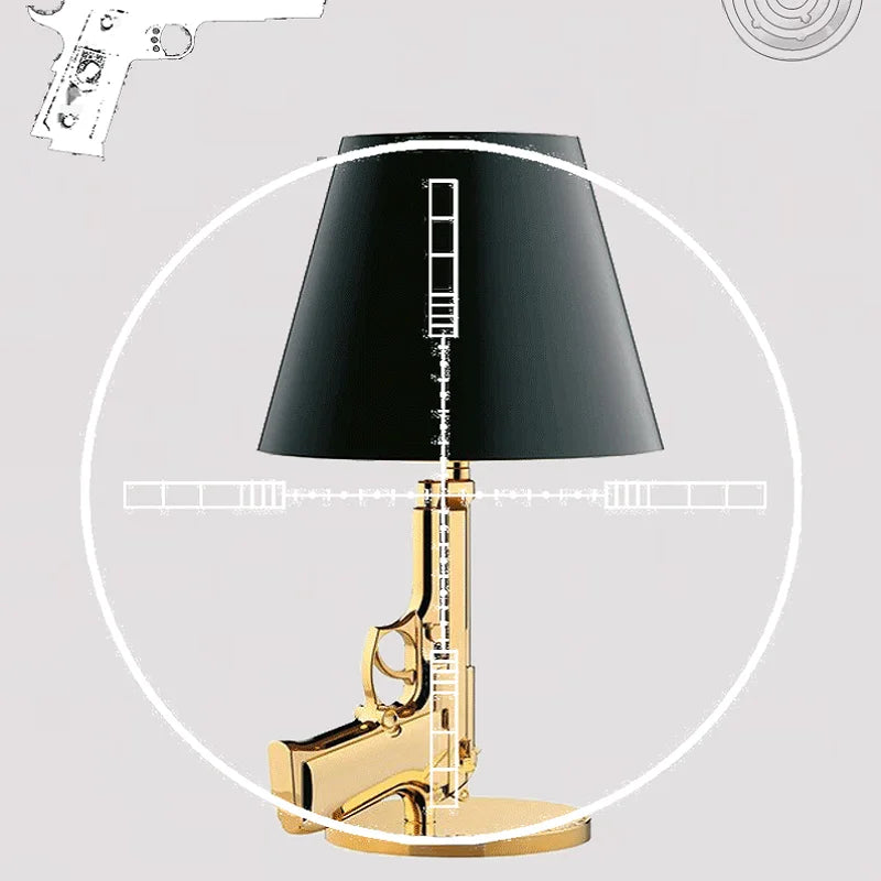 Gold-Plated Gun Table Lamp – Art Deco Decorative Accent Light for Living Room - Homestead & Co