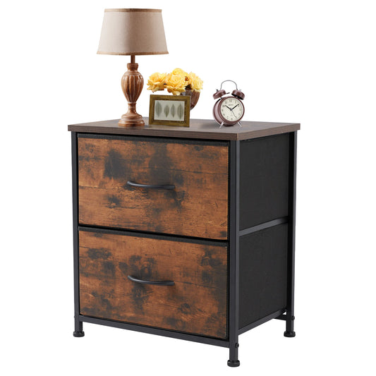 2-Drawer Fabric Nightstand – Modern Bedside Table with Storage  for home - Homestead & Co