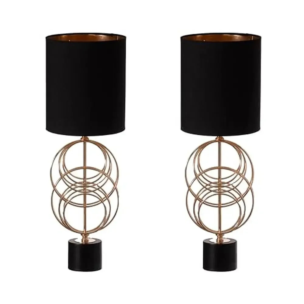 26" Modern Metal Table Lamp with Gold Base and Black Lampshade - Homestead & Co