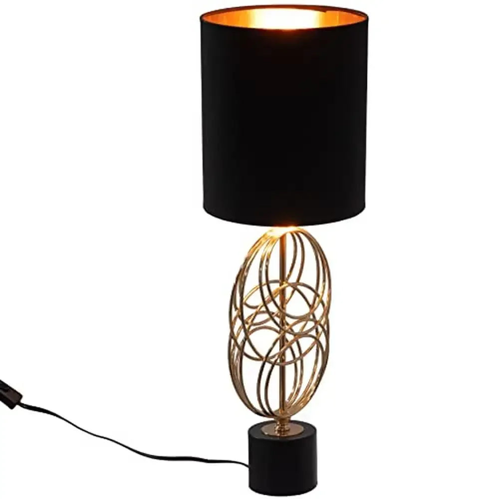 26" Modern Metal Table Lamp with Gold Base and Black Lampshade - Homestead & Co