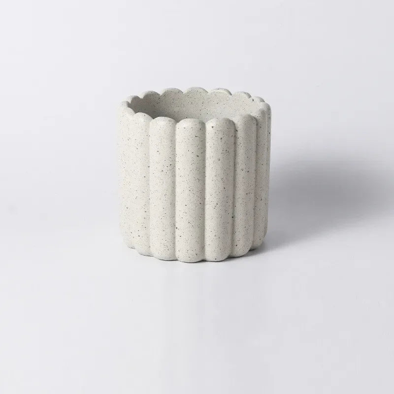 Geometric Cement Ceramic Flowerpot – Frosted Stone Pattern Planter - Homestead & Co