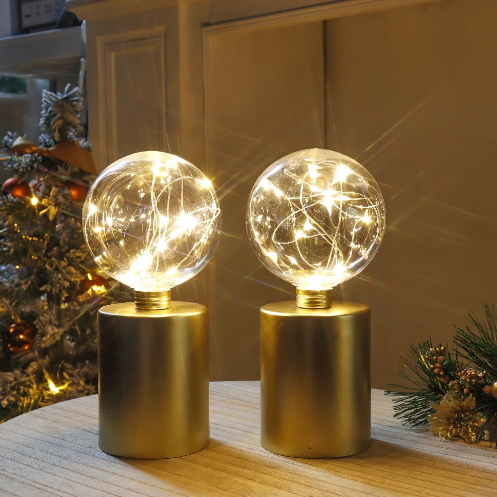2Pcs Gold Battery-Operated Cordless Table Lamps – Warm White LED Fairy Light Lamps - Homestead & Co