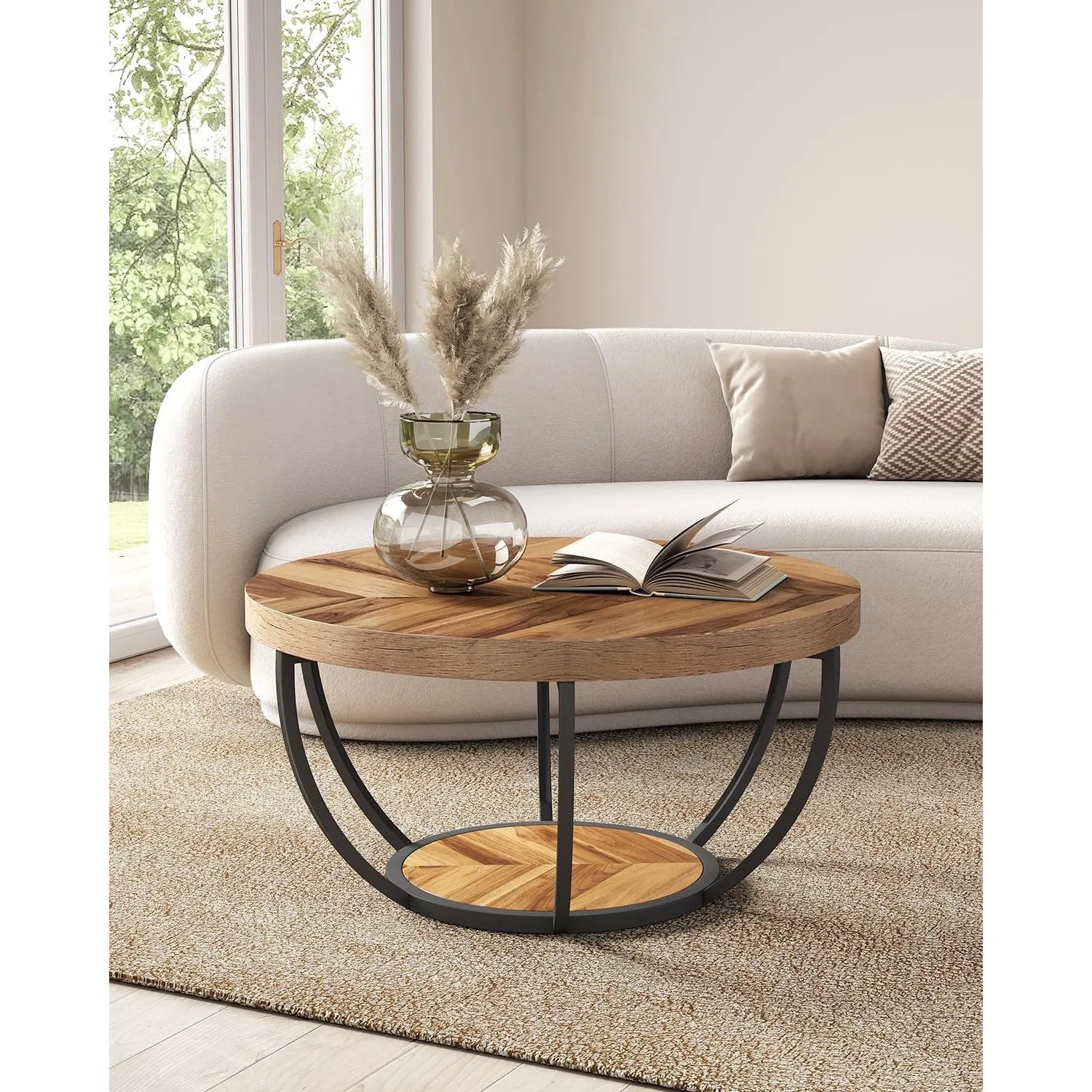 32" Round Marble Coffee Table – 2-Tier Modern Center Table - Homestead & Co