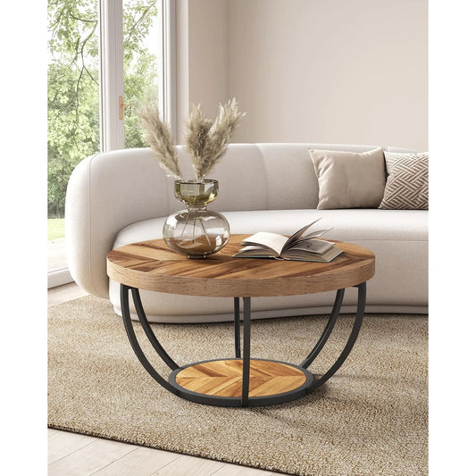 32" Round Marble Coffee Table – 2-Tier Modern Center Table - Homestead & Co
