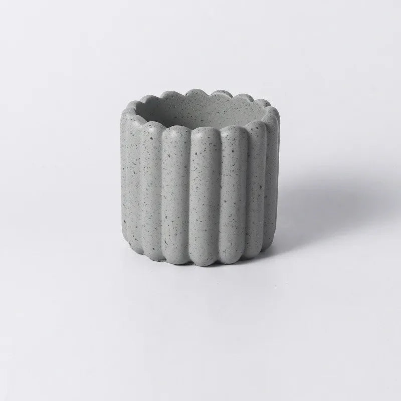 Geometric Cement Ceramic Flowerpot – Frosted Stone Pattern Planter - Homestead & Co