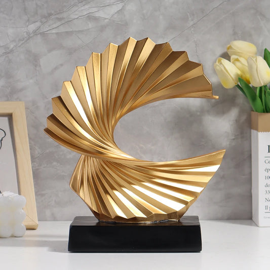 Golden Wave Resin Sculpture – Abstract Art Decor - Homestead & Co
