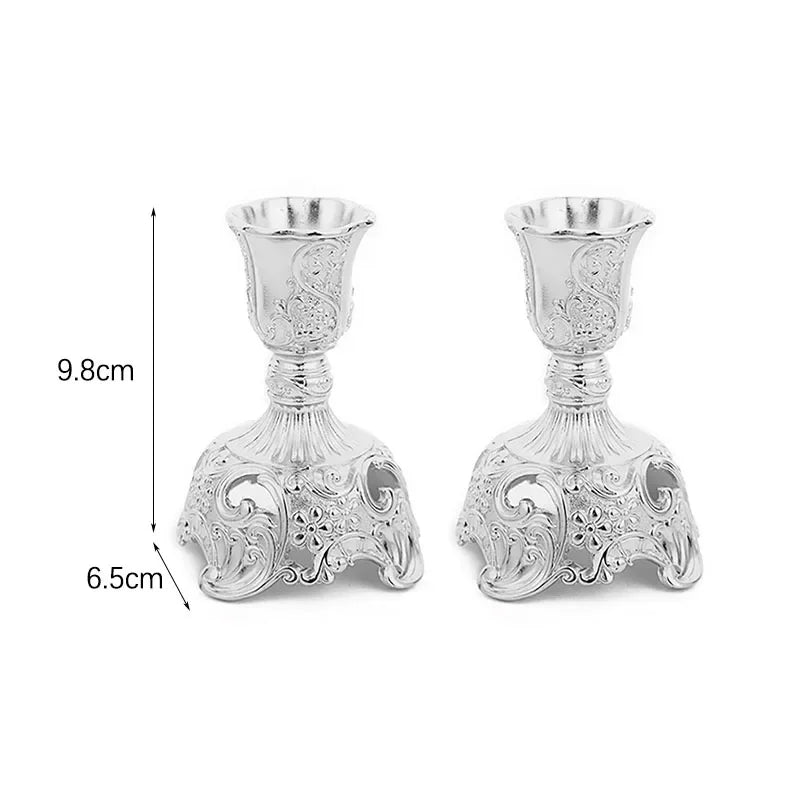 2-Piece Retro Gold & Silver Candle Holders – European Style Zinc Alloy Candlesticks - Homestead & Co