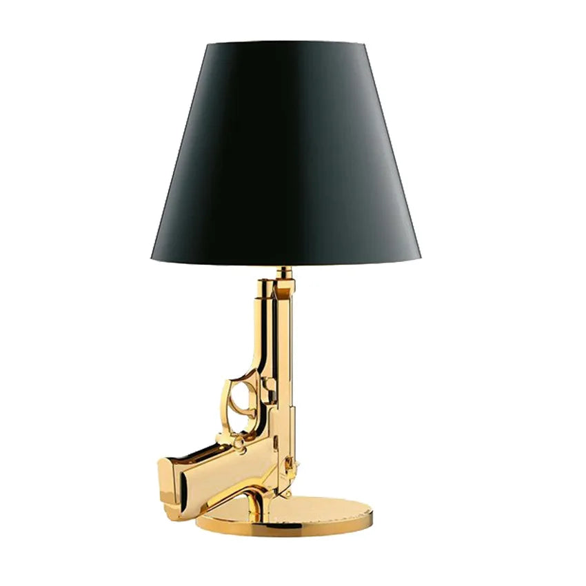 Gold-Plated Gun Table Lamp – Art Deco Decorative Accent Light for Living Room - Homestead & Co