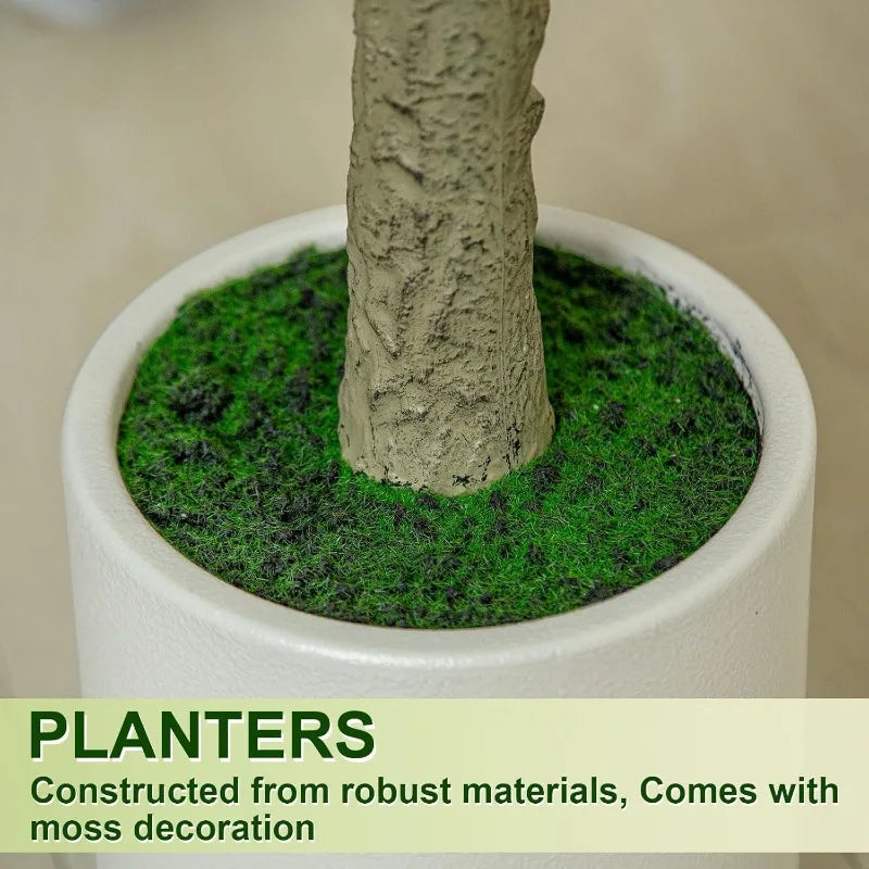 5FT Artificial Fiddle Leaf Fig Tree with White Planter Pot - Homestead & Co