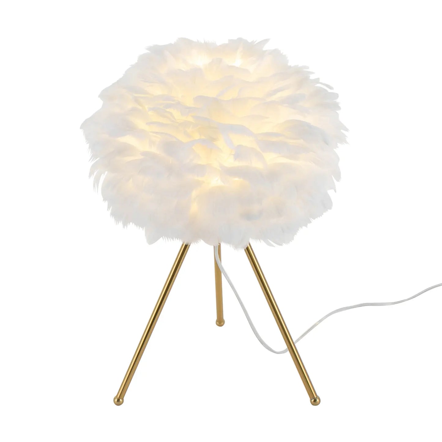 Elegant Feather Table Lamp – Soft White Feather Shade - Homestead & Co