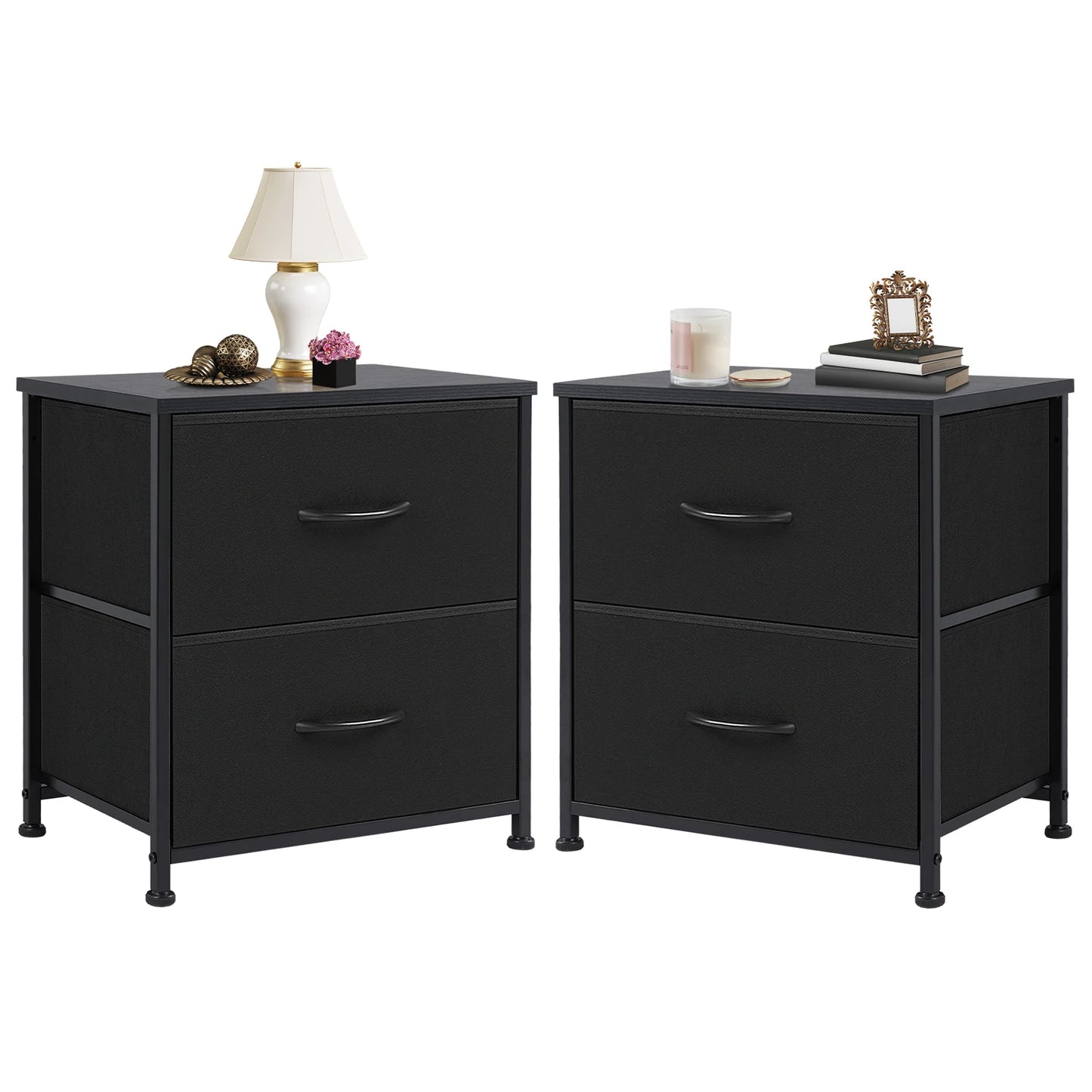 2-Drawer Fabric Nightstand – Modern Bedside Table with Storage  for home - Homestead & Co