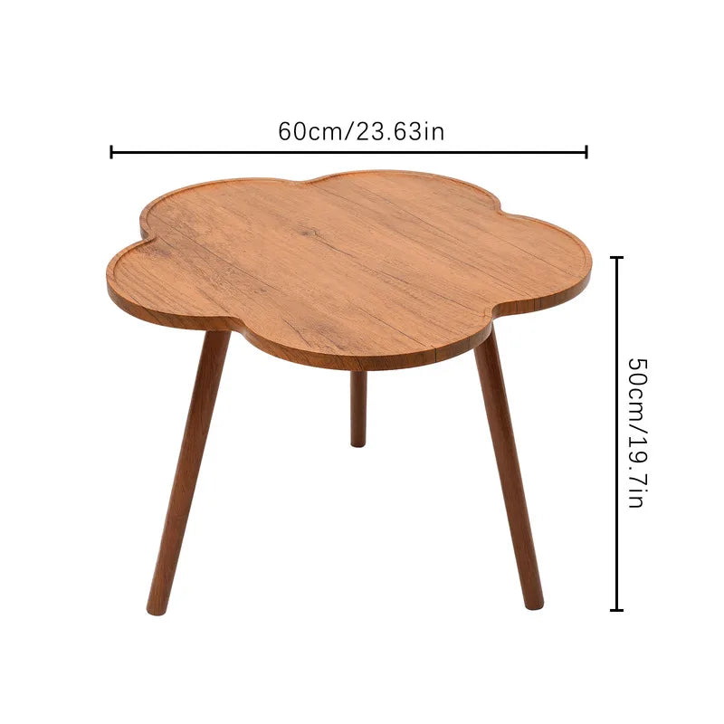 23.6" Flower-Shaped Wooden Coffee Table – Cute Log Color Side Table - Homestead & Co