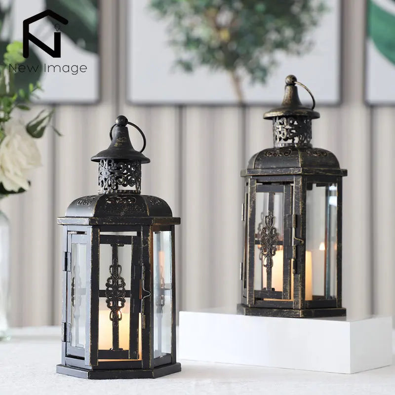 Vintage Nordic Hanging Candle Lantern – Black Iron Candle Holder for Home - Homestead & Co