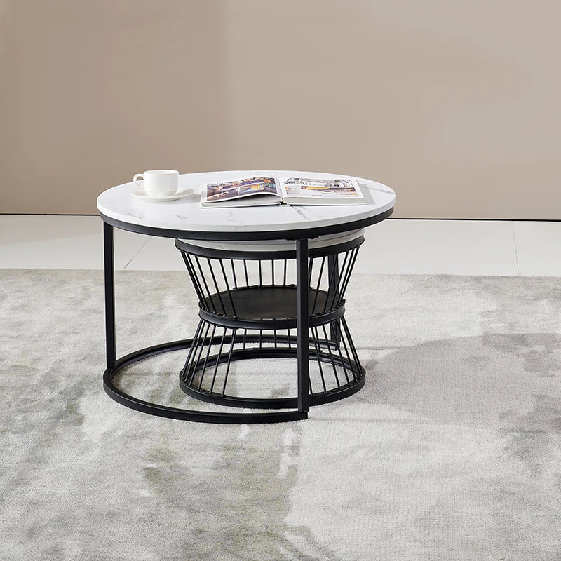 Slate Luxury Coffee Table – Round Grey Modern Coffee Table - Homestead & Co