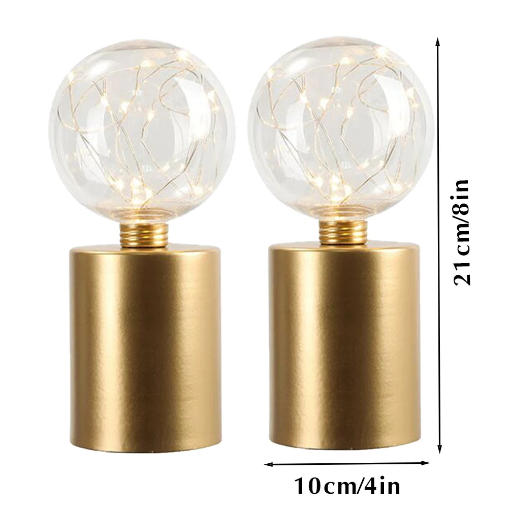 2Pcs Gold Battery-Operated Cordless Table Lamps – Warm White LED Fairy Light Lamps - Homestead & Co