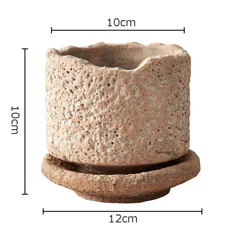 Retro Rough Pottery Ceramic Vase – Textured Tabletop Vase for Dried Flowers and Rustic Home Decor - Homestead & Co