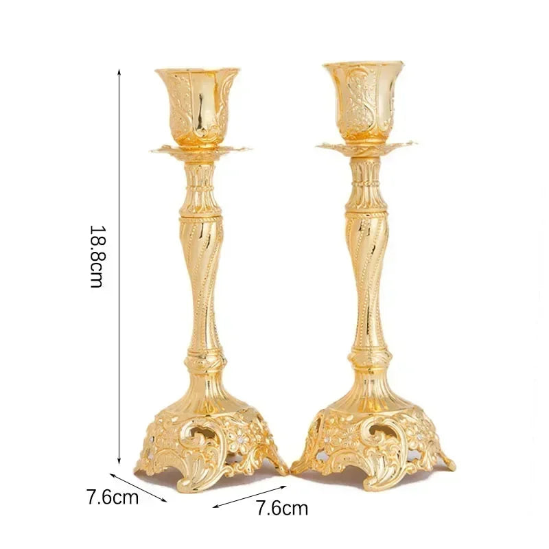 2-Piece Retro Gold & Silver Candle Holders – European Style Zinc Alloy Candlesticks - Homestead & Co