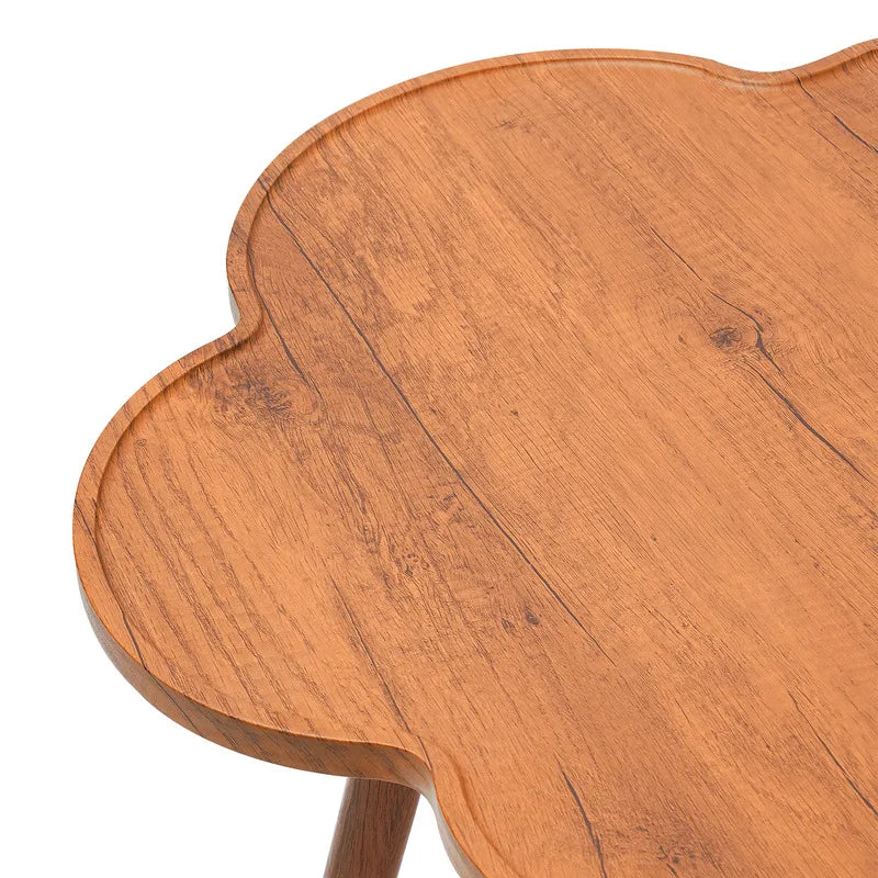 23.6" Flower-Shaped Wooden Coffee Table – Cute Log Color Side Table - Homestead & Co