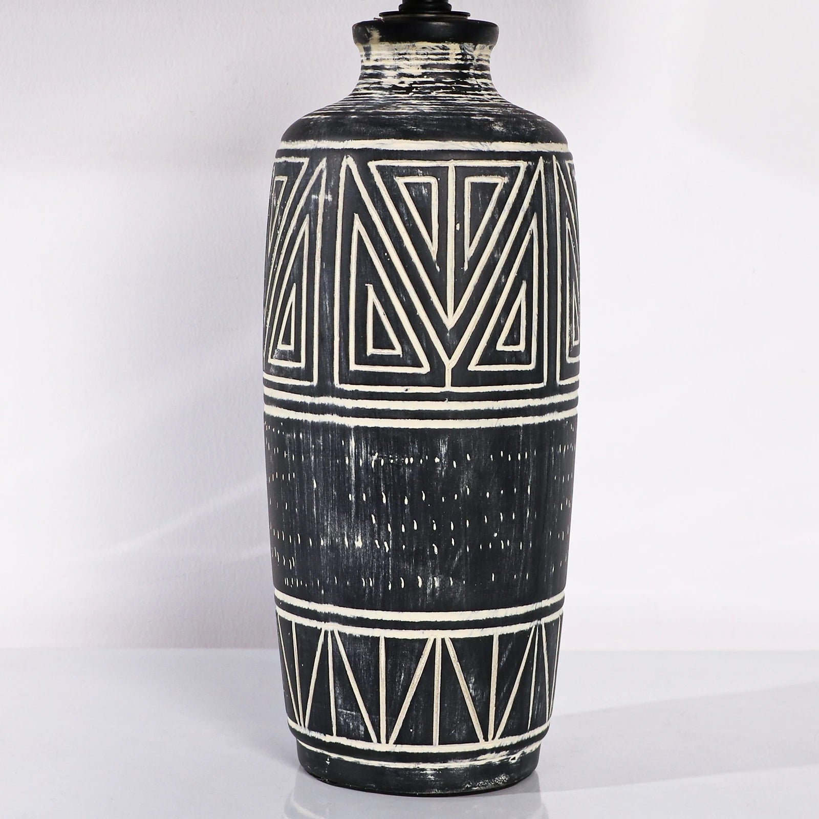 Set of 2 – 25-Inch Handcrafted Southwest Ceramic Table Lamps with Burlap Shades - Homestead & Co