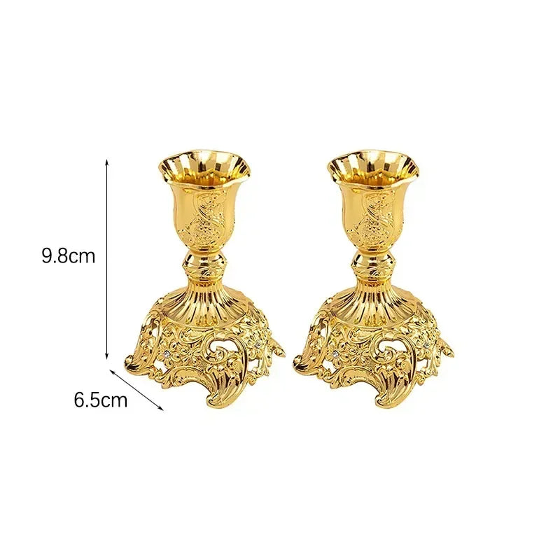 2-Piece Retro Gold & Silver Candle Holders – European Style Zinc Alloy Candlesticks - Homestead & Co