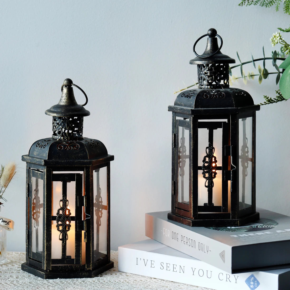 Vintage Nordic Hanging Candle Lantern – Black Iron Candle Holder for Home - Homestead & Co