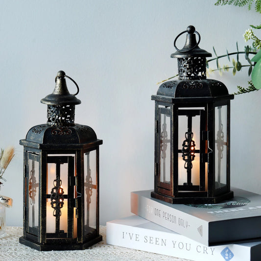 Vintage Nordic Hanging Candle Lantern – Black Iron Candle Holder for Home - Homestead & Co