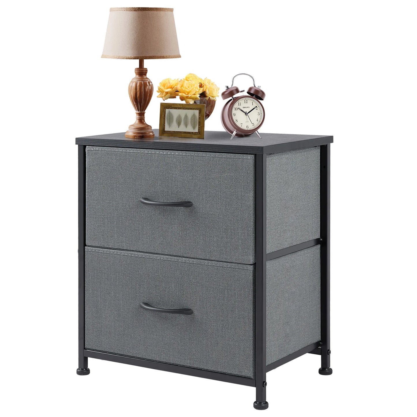 2-Drawer Fabric Nightstand – Modern Bedside Table with Storage  for home - Homestead & Co
