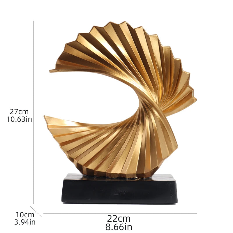 Golden Wave Resin Sculpture – Abstract Art Decor - Homestead & Co