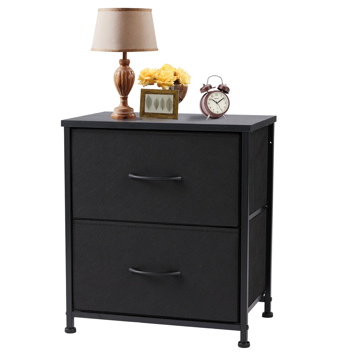 2-Drawer Fabric Nightstand – Modern Bedside Table with Storage  for home - Homestead & Co