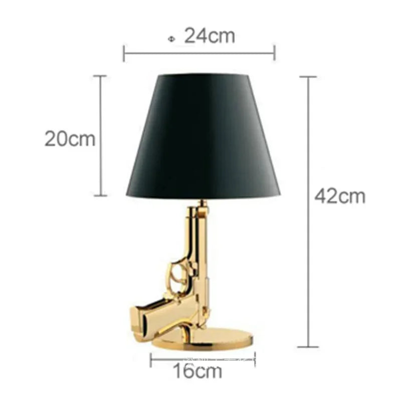 Gold-Plated Gun Table Lamp – Art Deco Decorative Accent Light for Living Room - Homestead & Co