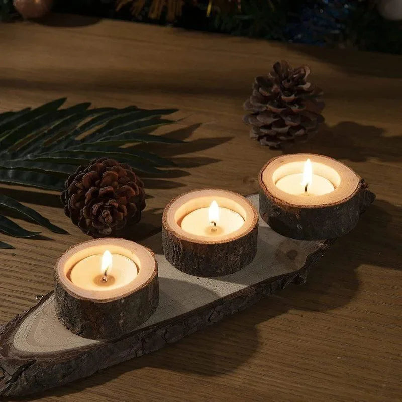 Wooden Tealight Candle Holders – Rustic Centerpiece Decor - Homestead & Co