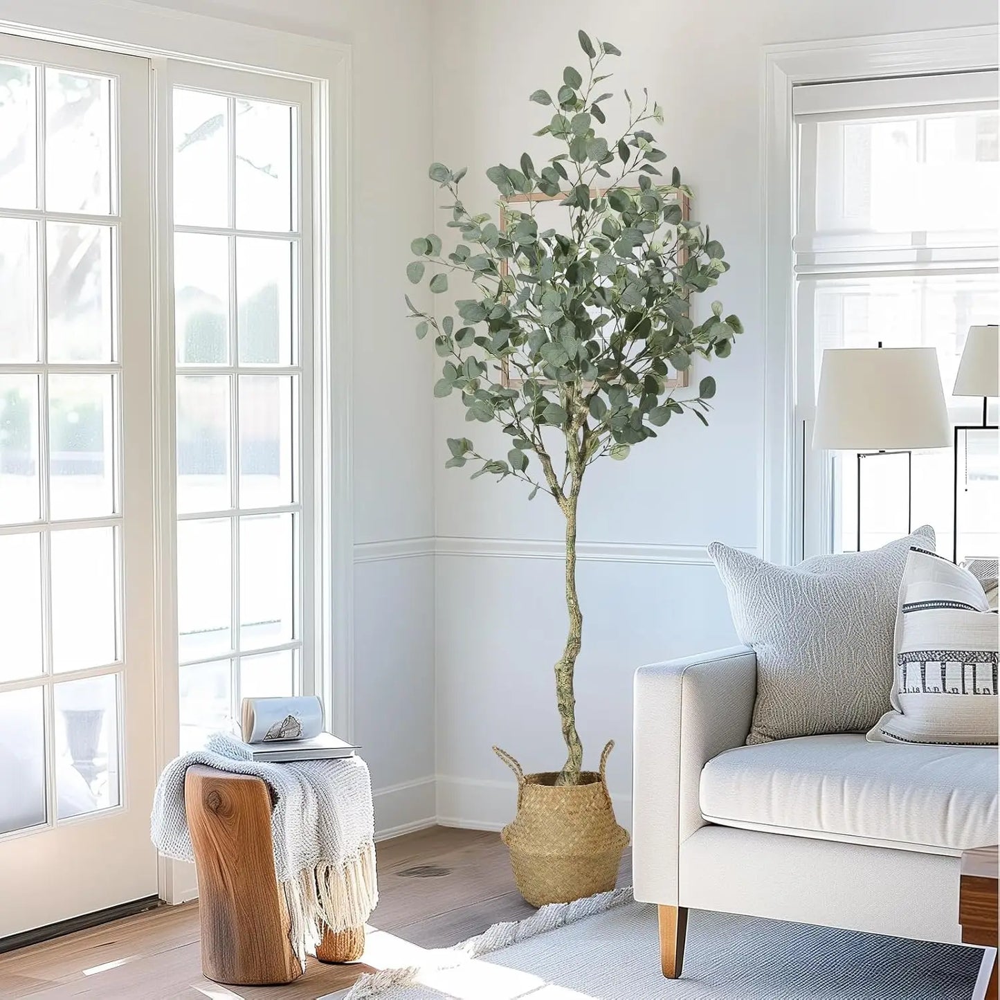 Artificial Eucalyptus Tree – Large Potted Faux Plant for Modern Home, Office, - Homestead & Co
