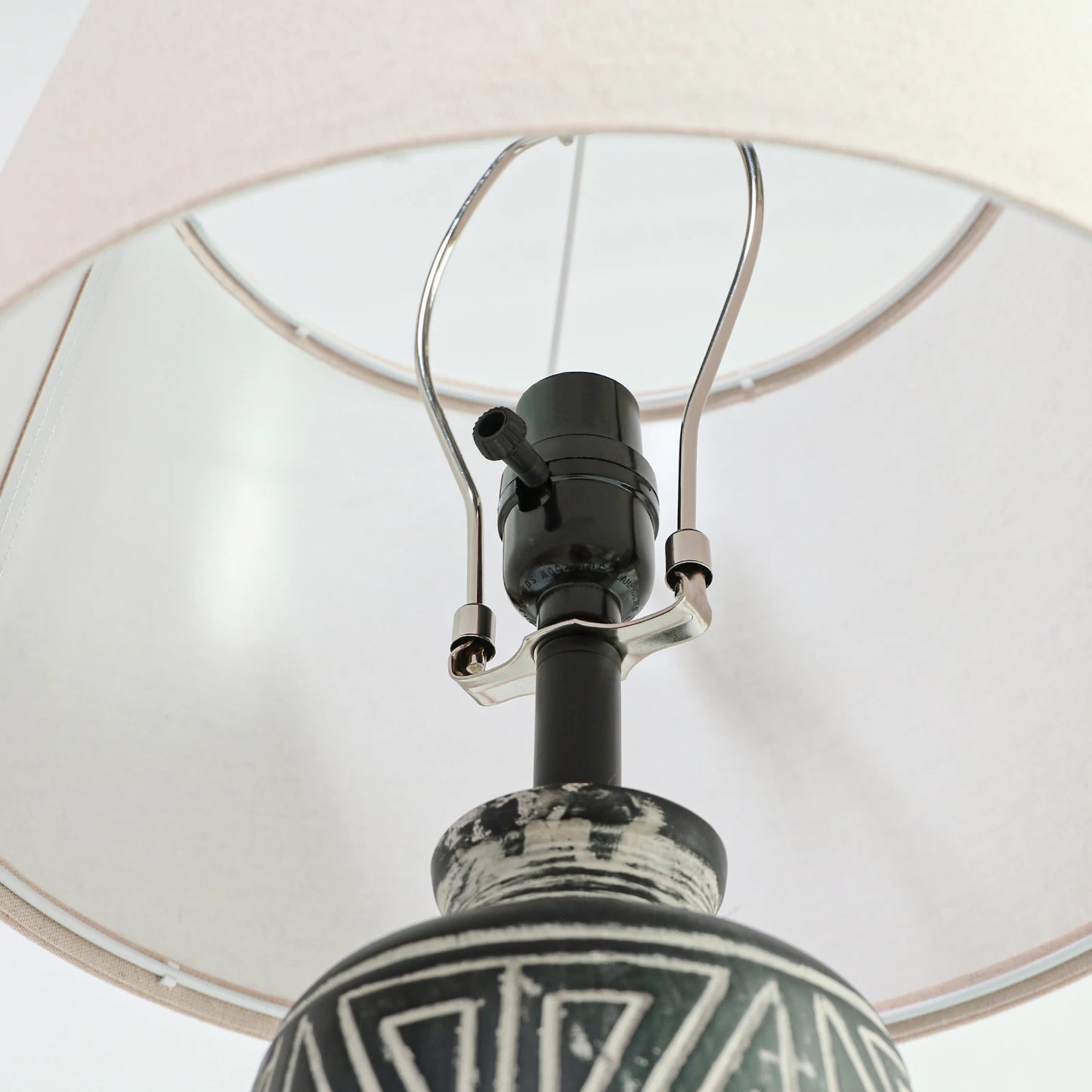 Set of 2 – 25-Inch Handcrafted Southwest Ceramic Table Lamps with Burlap Shades - Homestead & Co