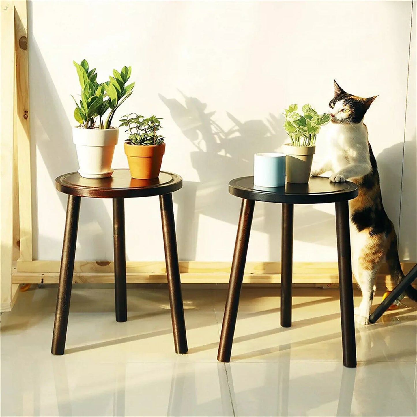 2PCS Bamboo Round Side Tables – Small Modern End Tables - Homestead & Co