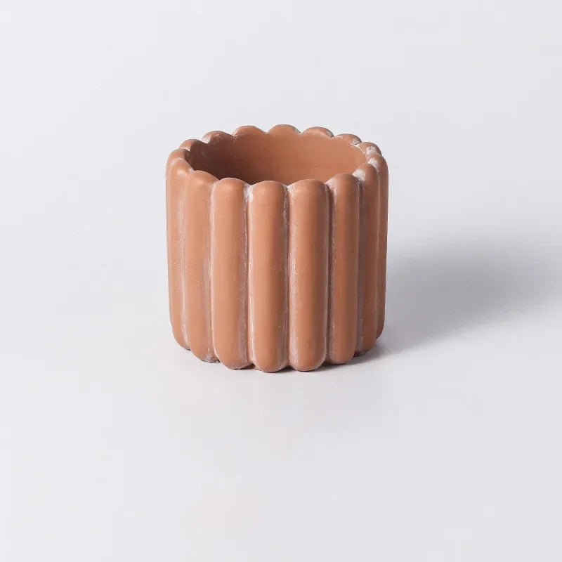 Geometric Cement Ceramic Flowerpot – Frosted Stone Pattern Planter - Homestead & Co