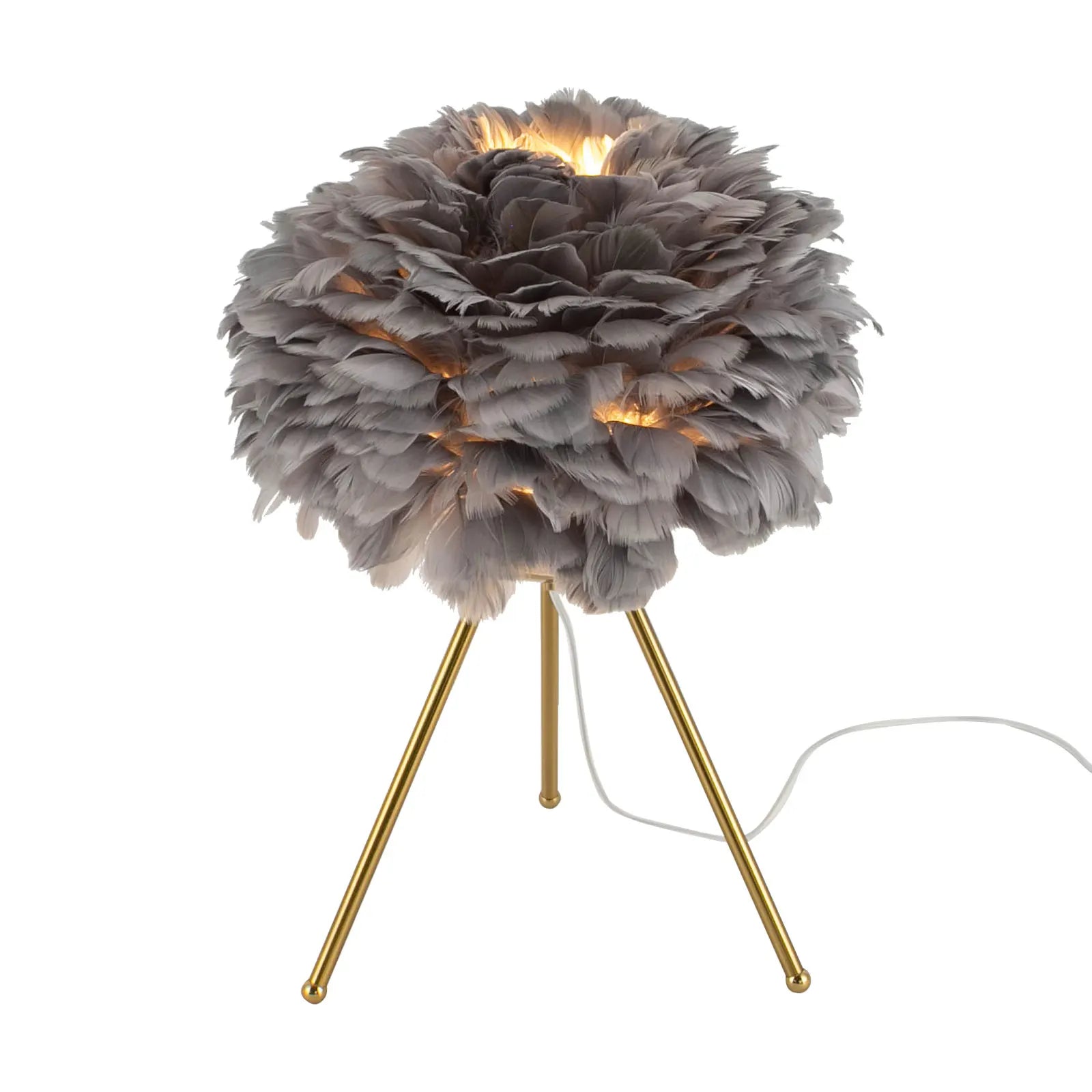 Elegant Feather Table Lamp – Soft White Feather Shade - Homestead & Co