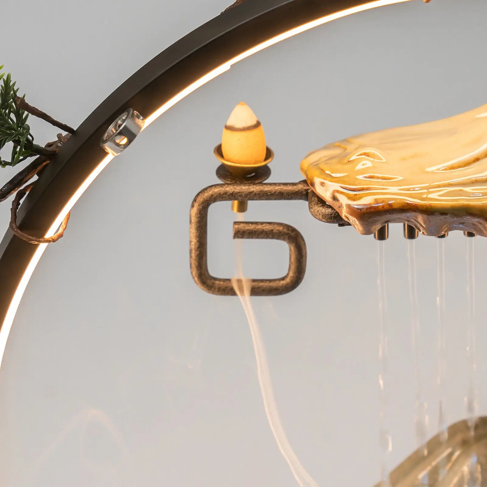 Indoor Tabletop Water Fountain with LED, Mist, Rockery, Horse & Plants - Homestead & Co