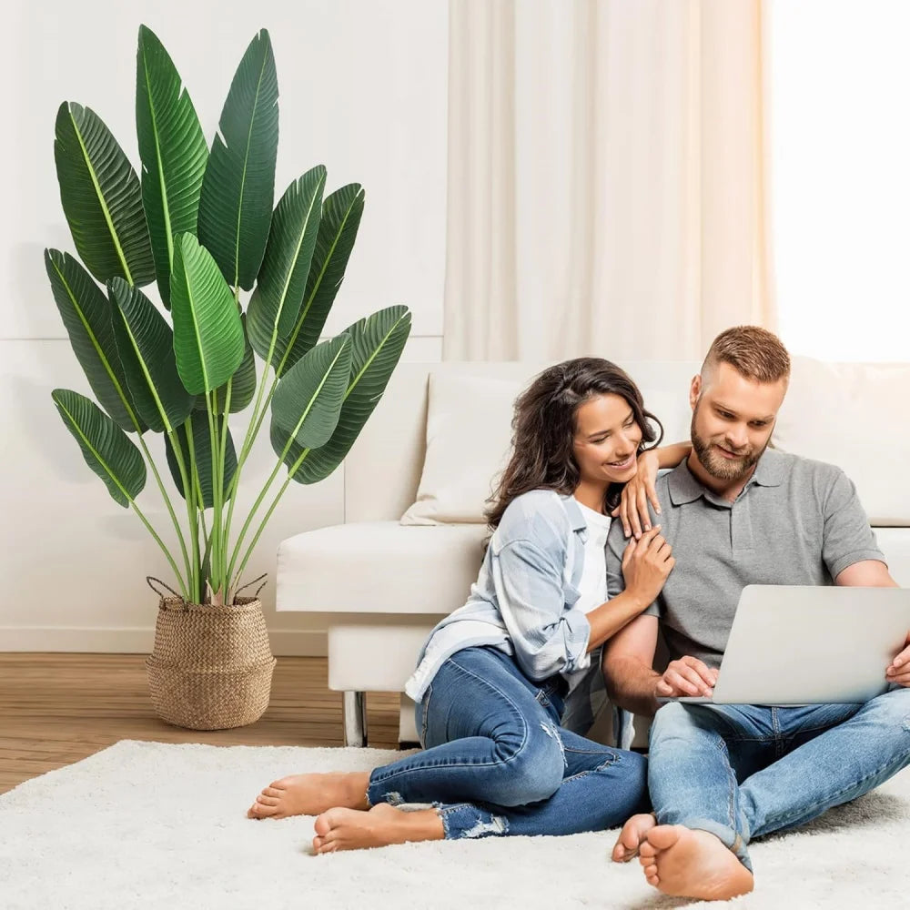 72-Inch Artificial Bird of Paradise Tree – 6 Ft Faux Indoor Banana Tree with Pot - Homestead & Co