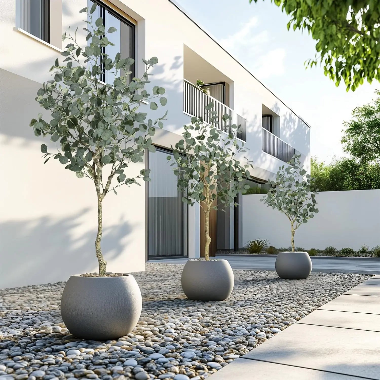 Artificial Eucalyptus Tree – Large Potted Faux Plant for Modern Home, Office, - Homestead & Co