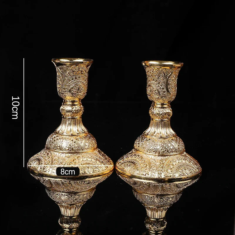 2-Piece Retro Gold & Silver Candle Holders – European Style Zinc Alloy Candlesticks - Homestead & Co