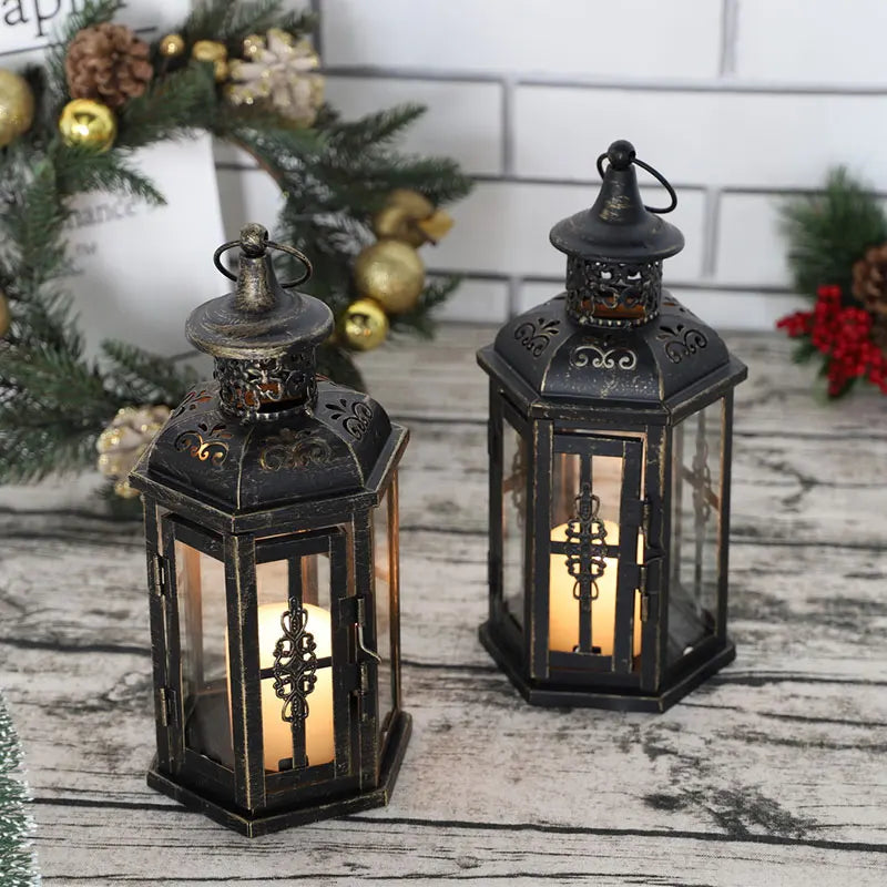 Vintage Nordic Hanging Candle Lantern – Black Iron Candle Holder for Home - Homestead & Co