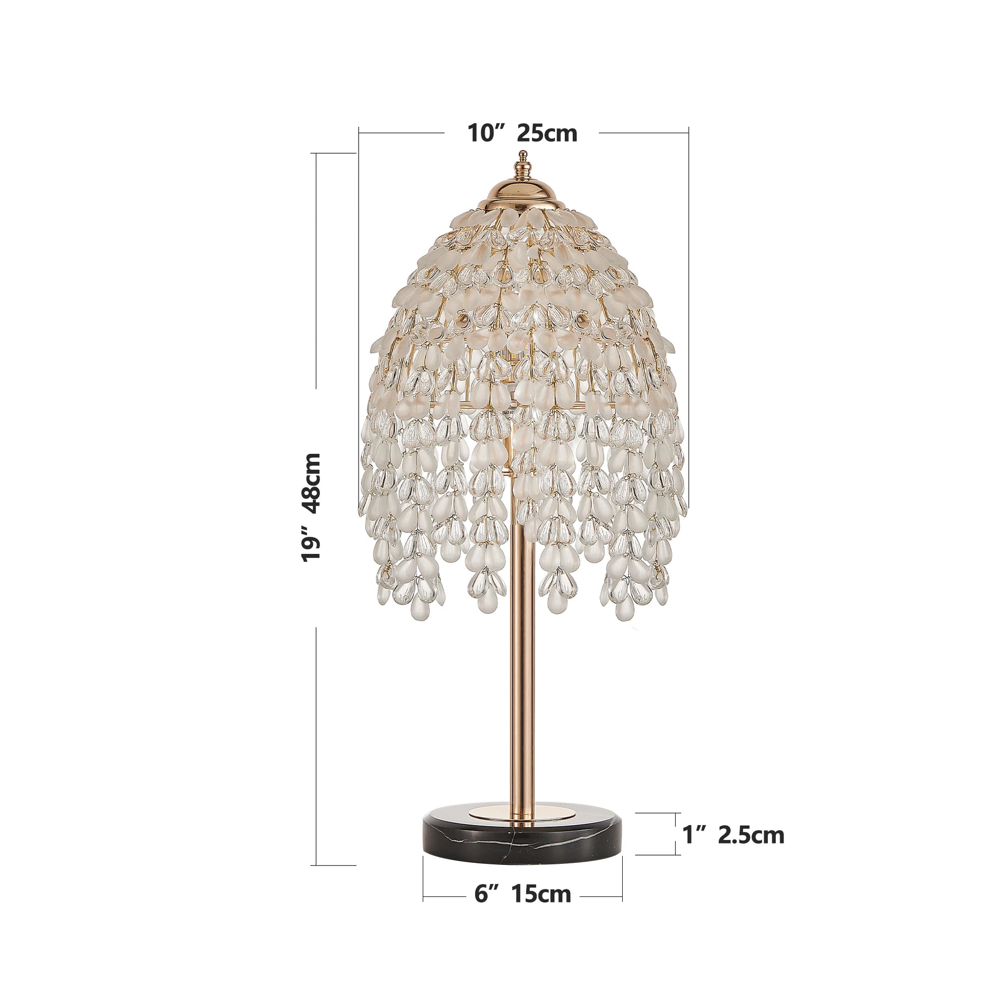 19" Elegant Crystal Table Lamp – Vintage Waterfall Design - Homestead & Co