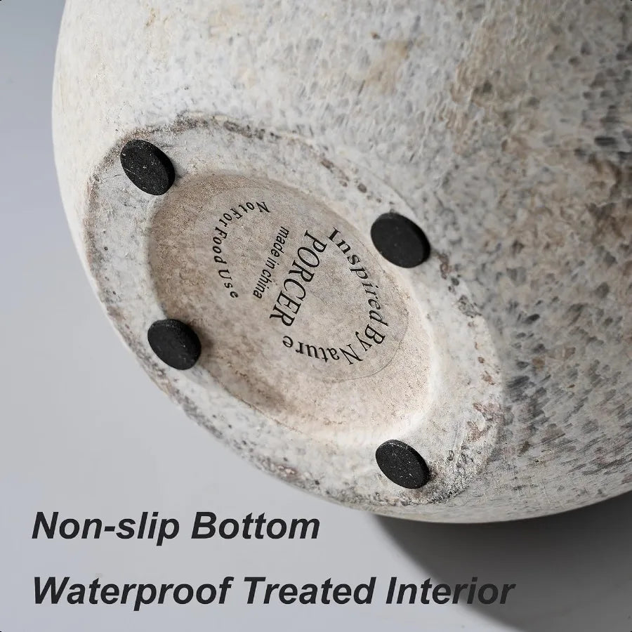 5.8-Inch Ceramic Terracotta Vase with Handles – Rustic Farmhouse Gray Decorative Vase - Homestead & Co