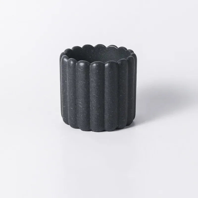 Geometric Cement Ceramic Flowerpot – Frosted Stone Pattern Planter - Homestead & Co