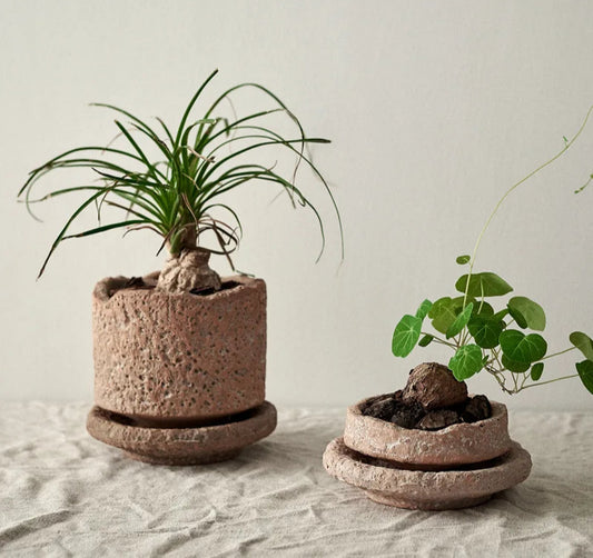 Retro Rough Pottery Ceramic Vase – Textured Tabletop Vase for Dried Flowers and Rustic Home Decor - Homestead & Co