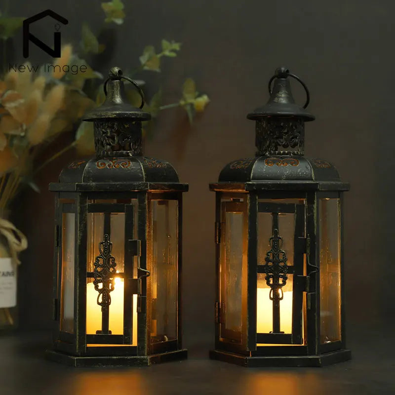 Vintage Nordic Hanging Candle Lantern – Black Iron Candle Holder for Home - Homestead & Co