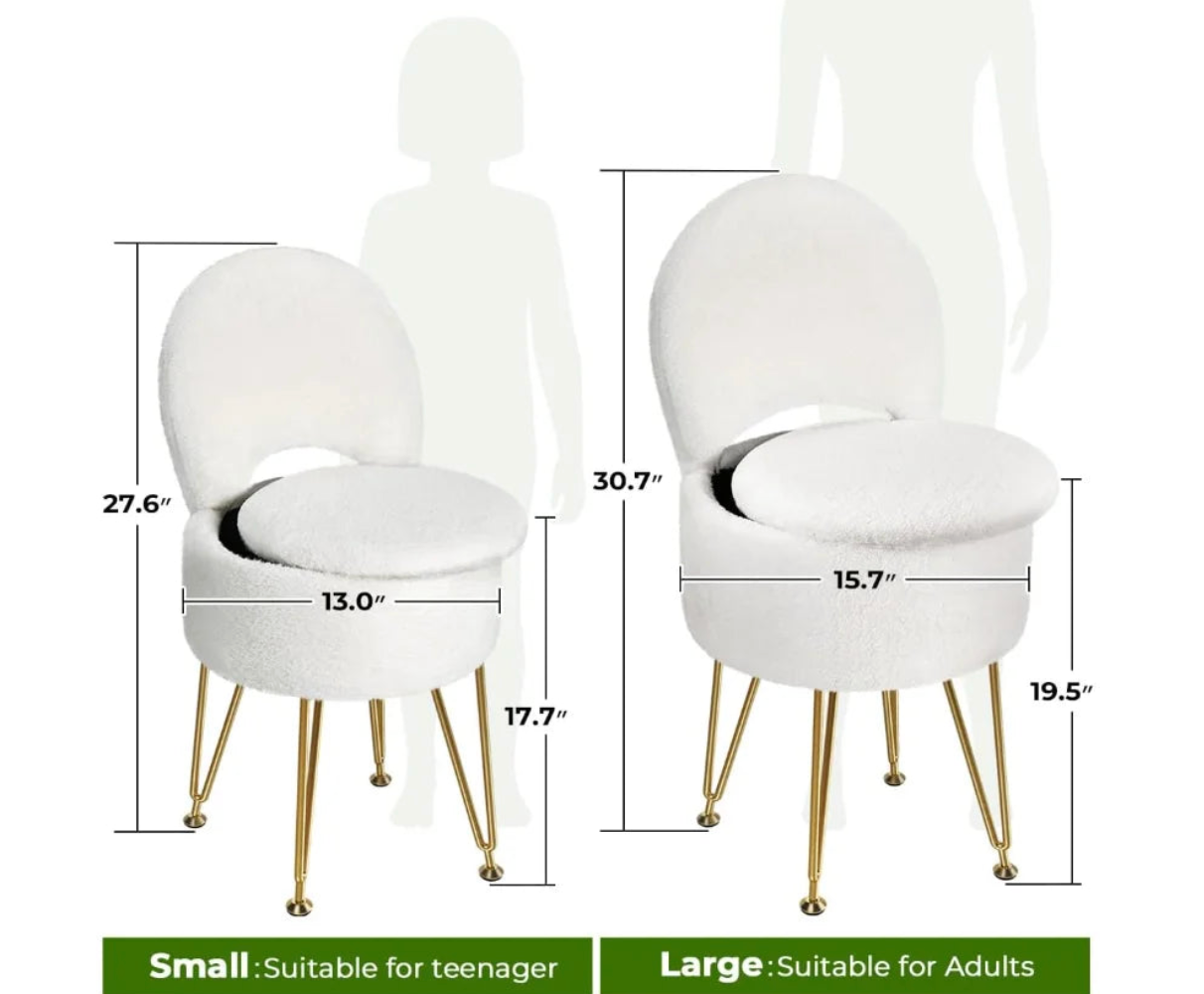 Velura Vanity Stool with Storage