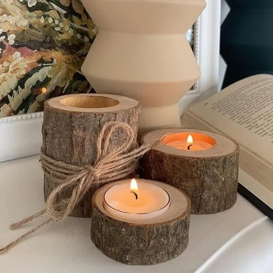 Wooden Tealight Candle Holders – Rustic Centerpiece Decor - Homestead & Co