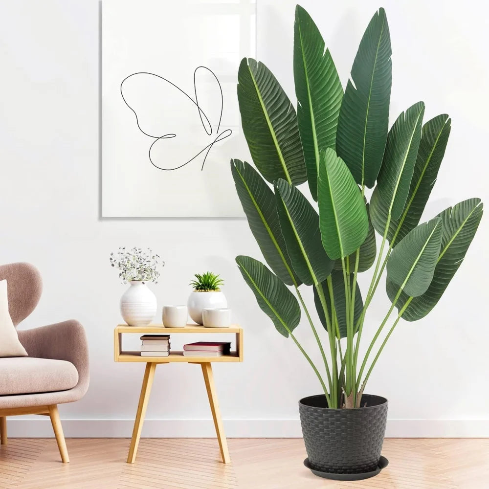 72-Inch Artificial Bird of Paradise Tree – 6 Ft Faux Indoor Banana Tree with Pot - Homestead & Co