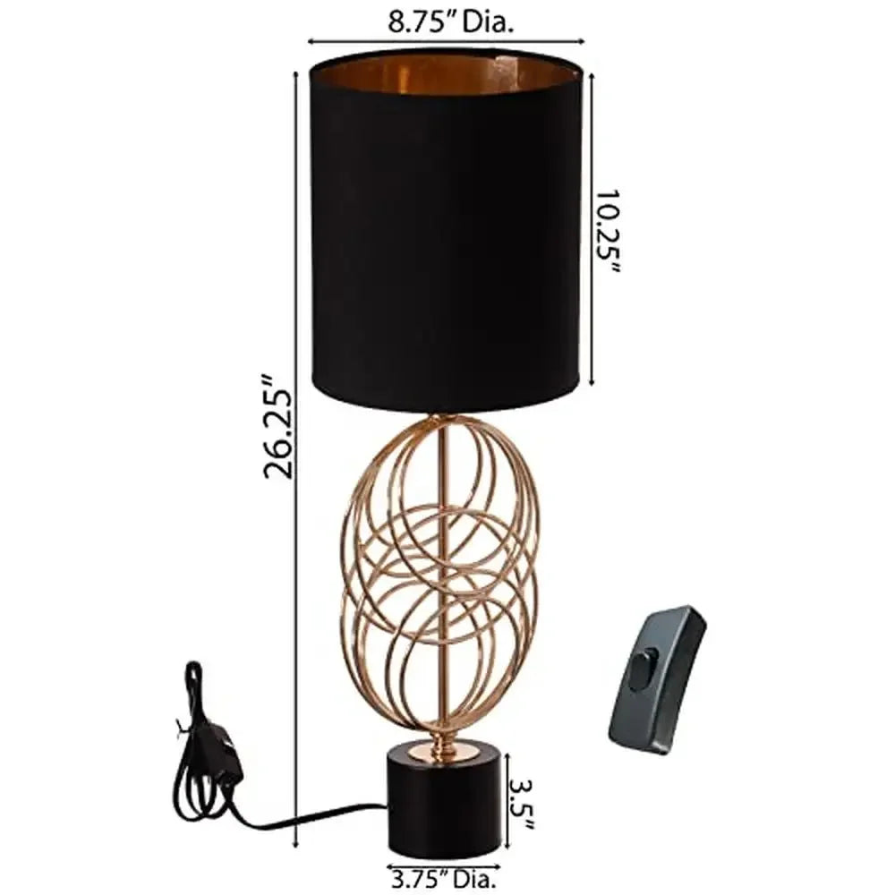 26" Modern Metal Table Lamp with Gold Base and Black Lampshade - Homestead & Co